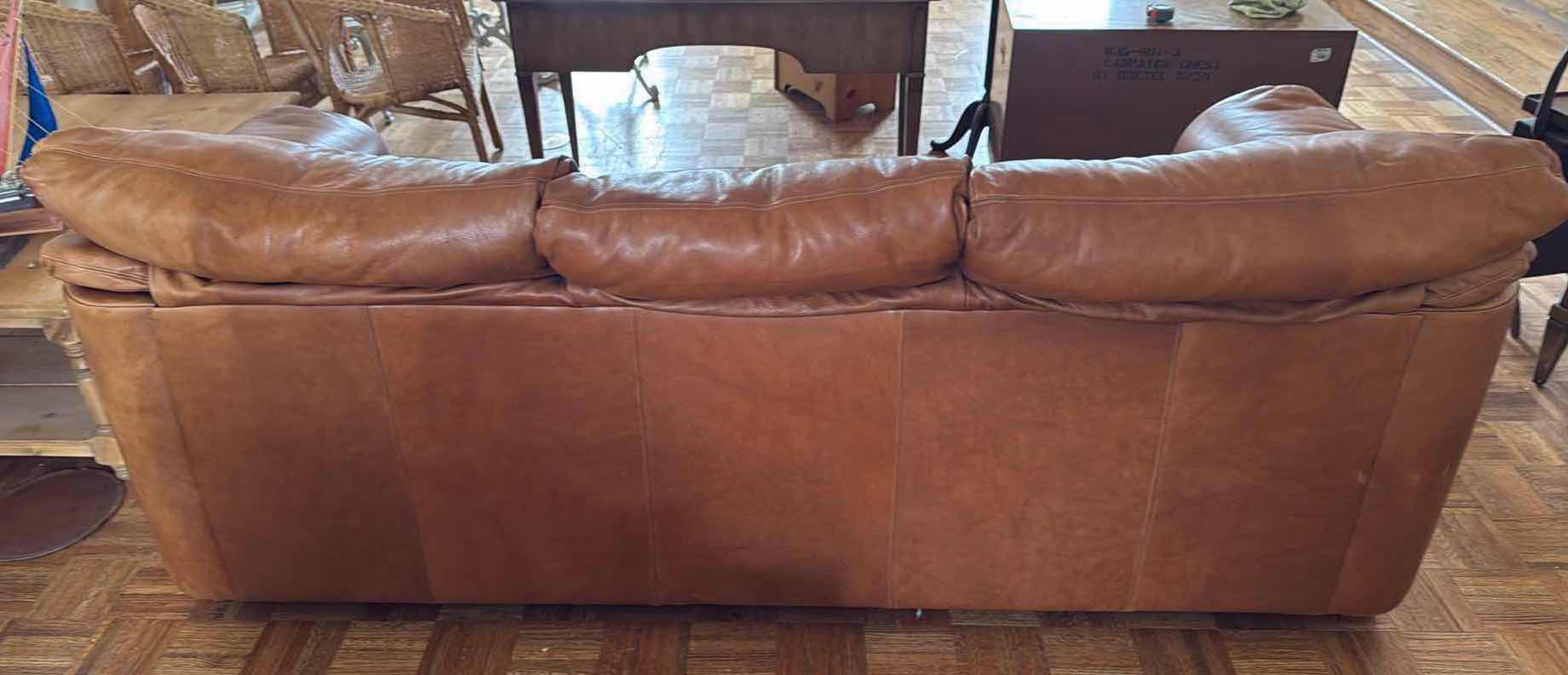 Photo 7 of 7’ TAN ARIZONA SADDLE LEATHER SOFA FROM THE LEATHER GUILD