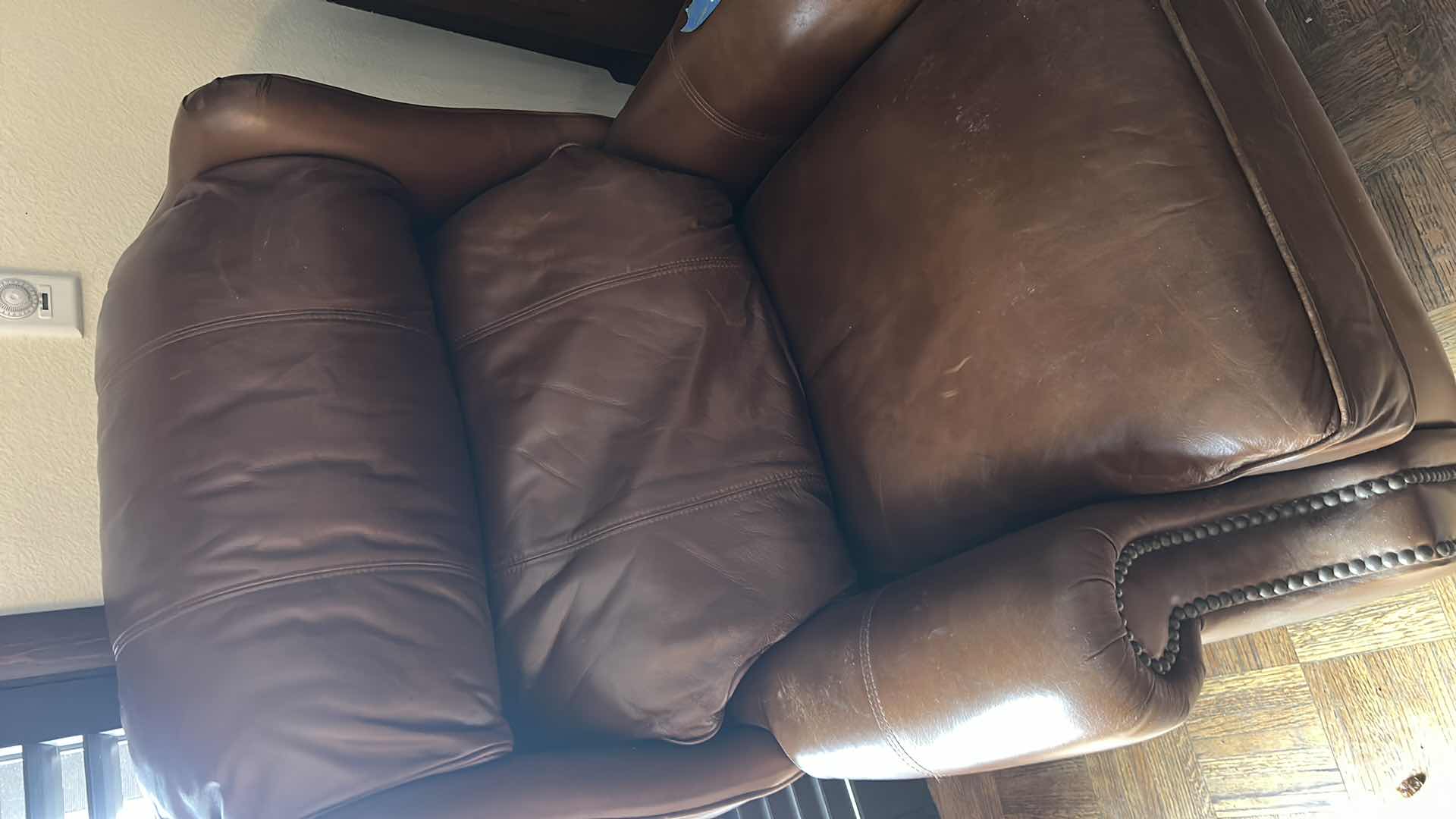 Photo 7 of BERNHARDT BROWN LEATHER RECLINER 33” x 35”  H41”