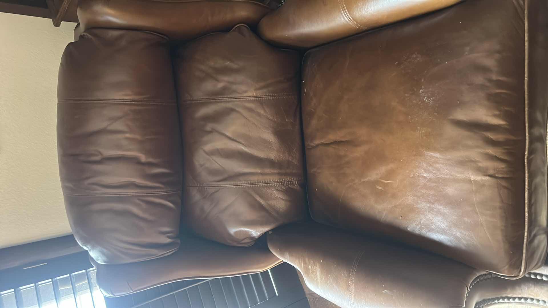 Photo 5 of BERNHARDT BROWN LEATHER RECLINER 33” x 35”  H41”