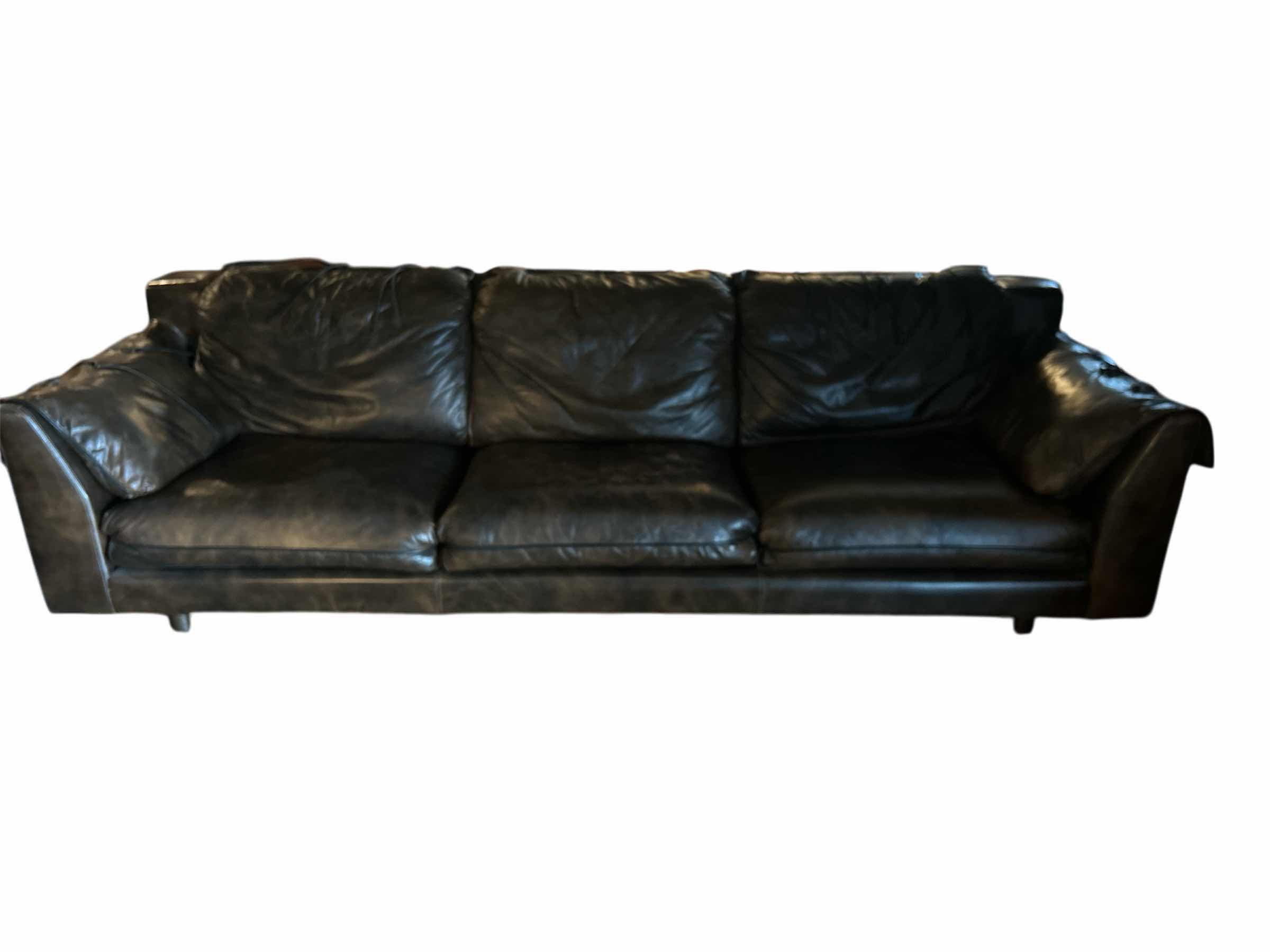 Photo 1 of 8’ BROWN LEATHER SOFA WITH STRAPS