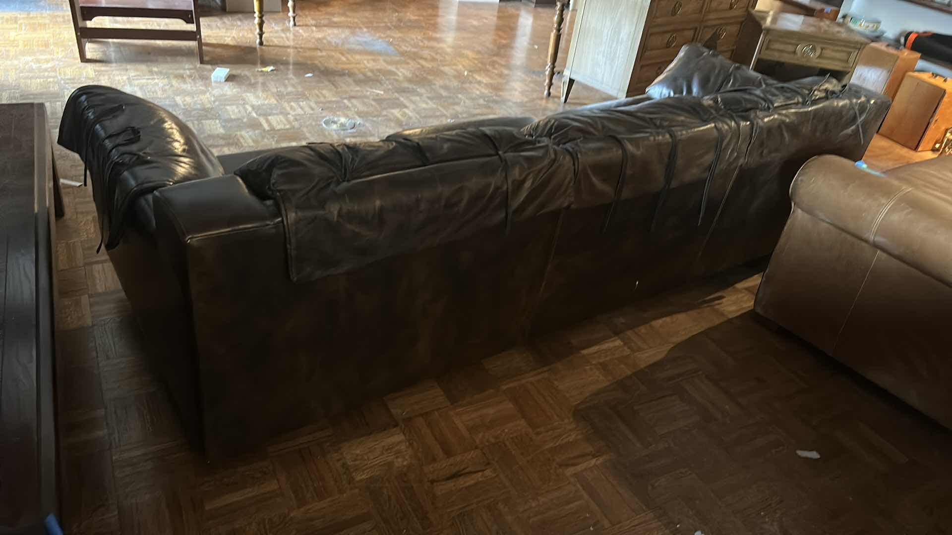 Photo 7 of 8’ BROWN LEATHER SOFA WITH STRAPS