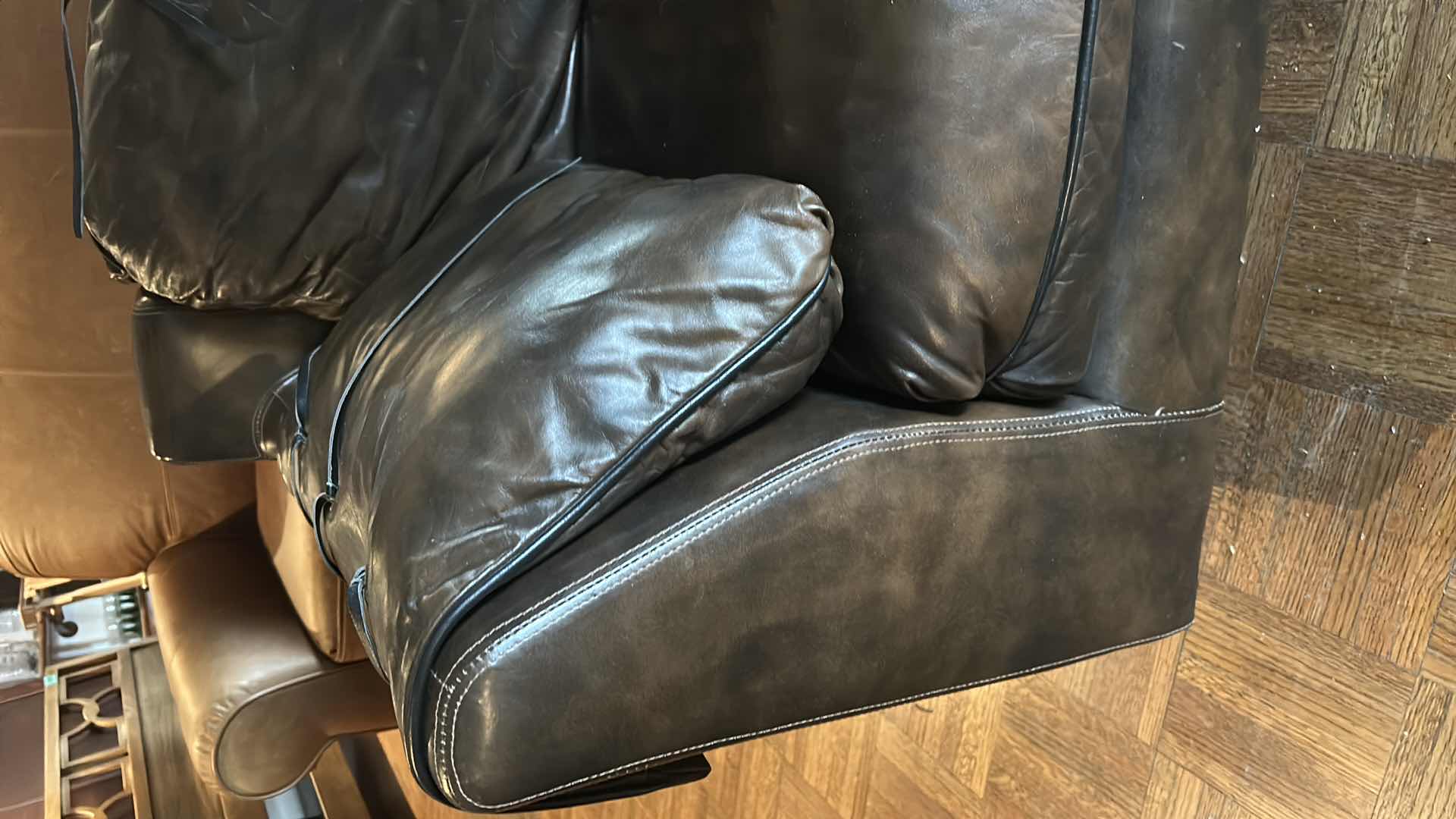 Photo 6 of 8’ BROWN LEATHER SOFA WITH STRAPS