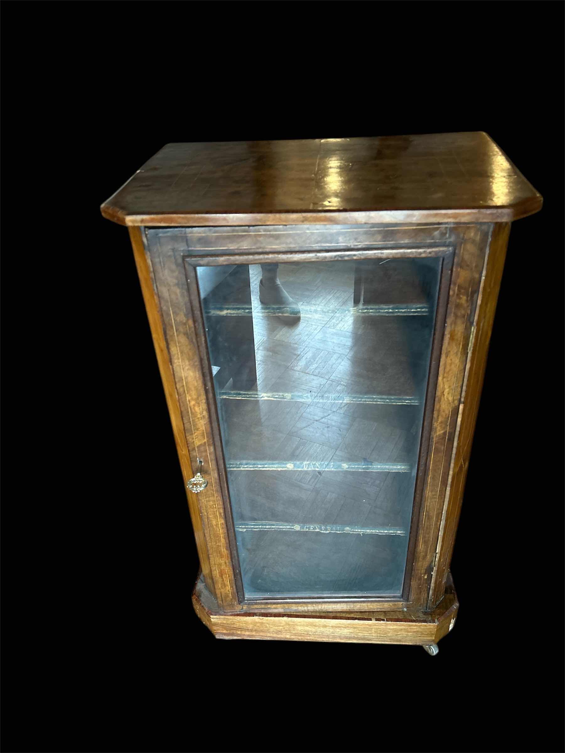 Photo 2 of ANTIQUE 1870’S VICTORIAN MUSIC CABINET MADE OF WALNUT VENEER, DESIGNED FOR STORING SHEET MUSIC 20 1/2”x 14” x H3’