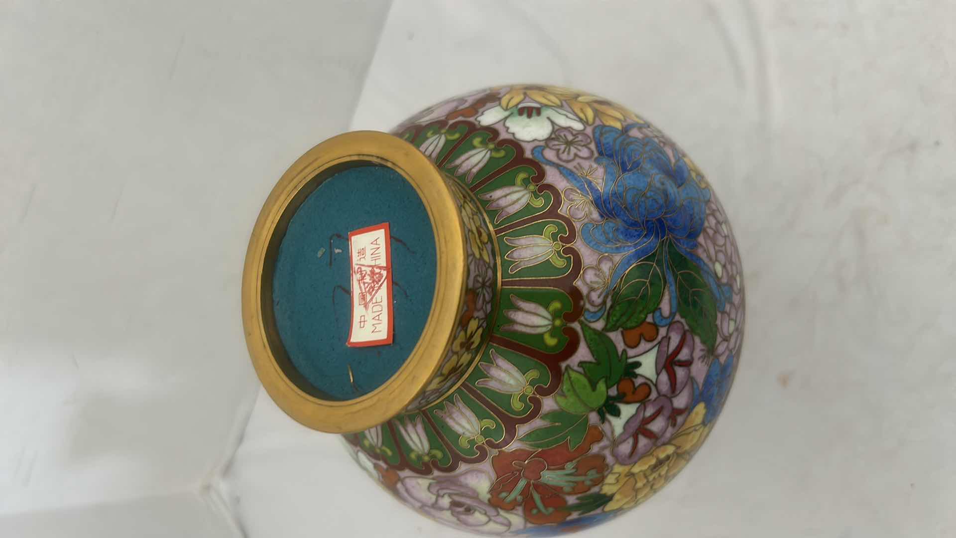 Photo 5 of VINTAGE CHINESE CLOISONNÉ VASE H8.5”