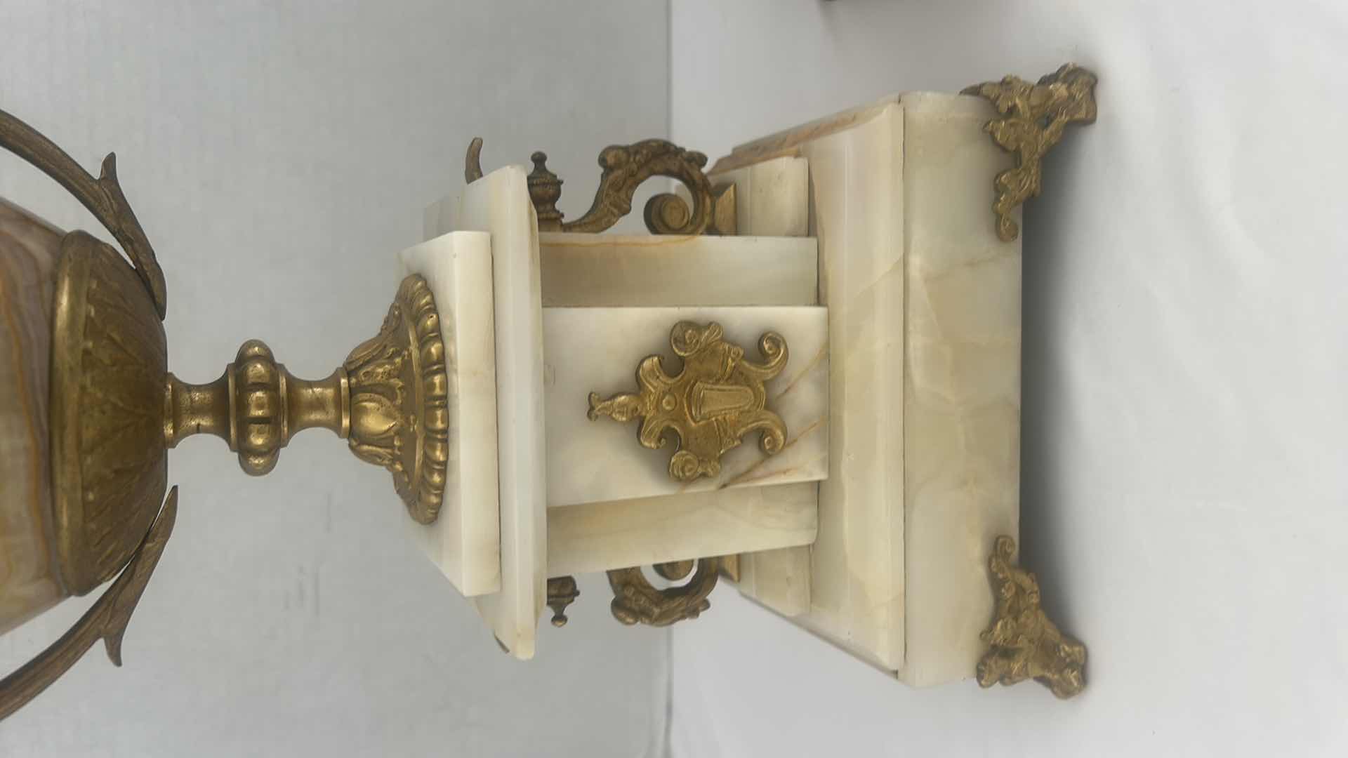 Photo 11 of ANTIQUE PAIR OF FRENCH UNIQUE CASSOLETTE MARBLE W GOLD BRONZE URNS  H15.5”