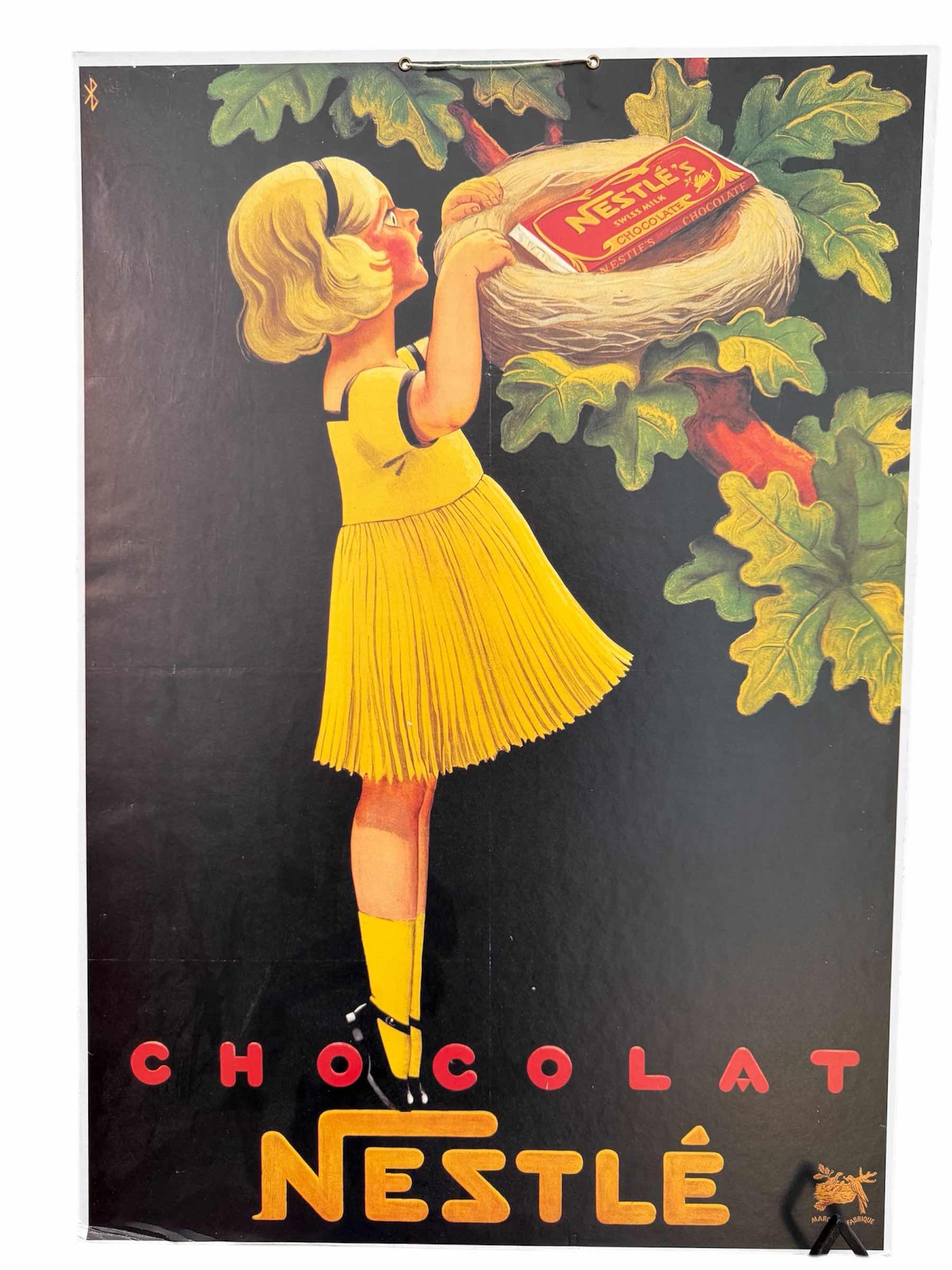 Photo 1 of VINTAGE NESTLE CHOCOLAT POSTER BOARD ARTWORK   18” x 26”