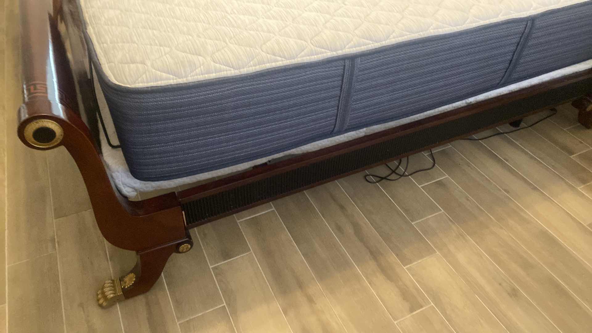 Photo 1 of VERSACE-STYLE SOLID WOOD KING SIZE SLEIGH BED FRAME 78“ X 99“ (NIGHT STANDS & MATTRESS SOLD SEPARATELY)