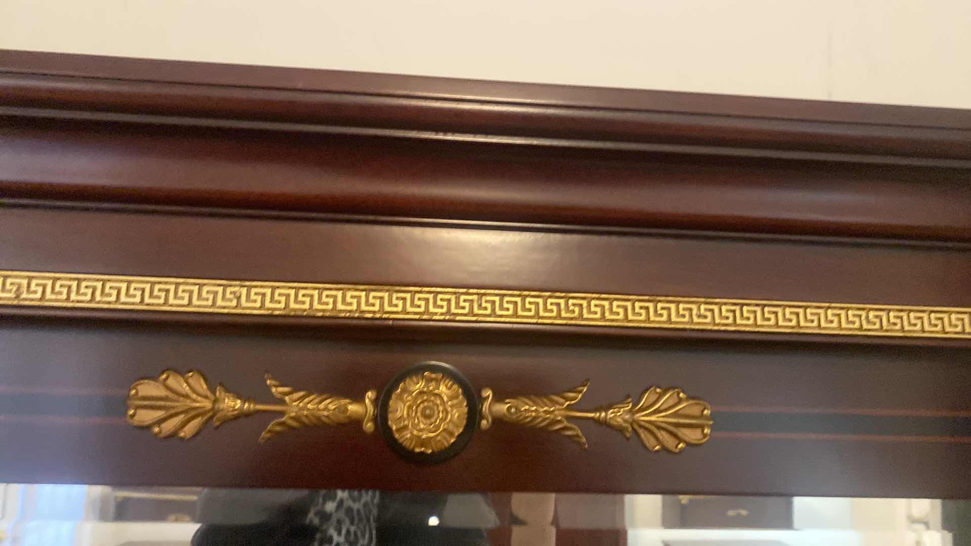 Photo 1 of VERSACE-STYLE SOLID WOOD W GOLD & BLACK TRIMMINGS VANITY W BENCH & BEVELED MIRROR