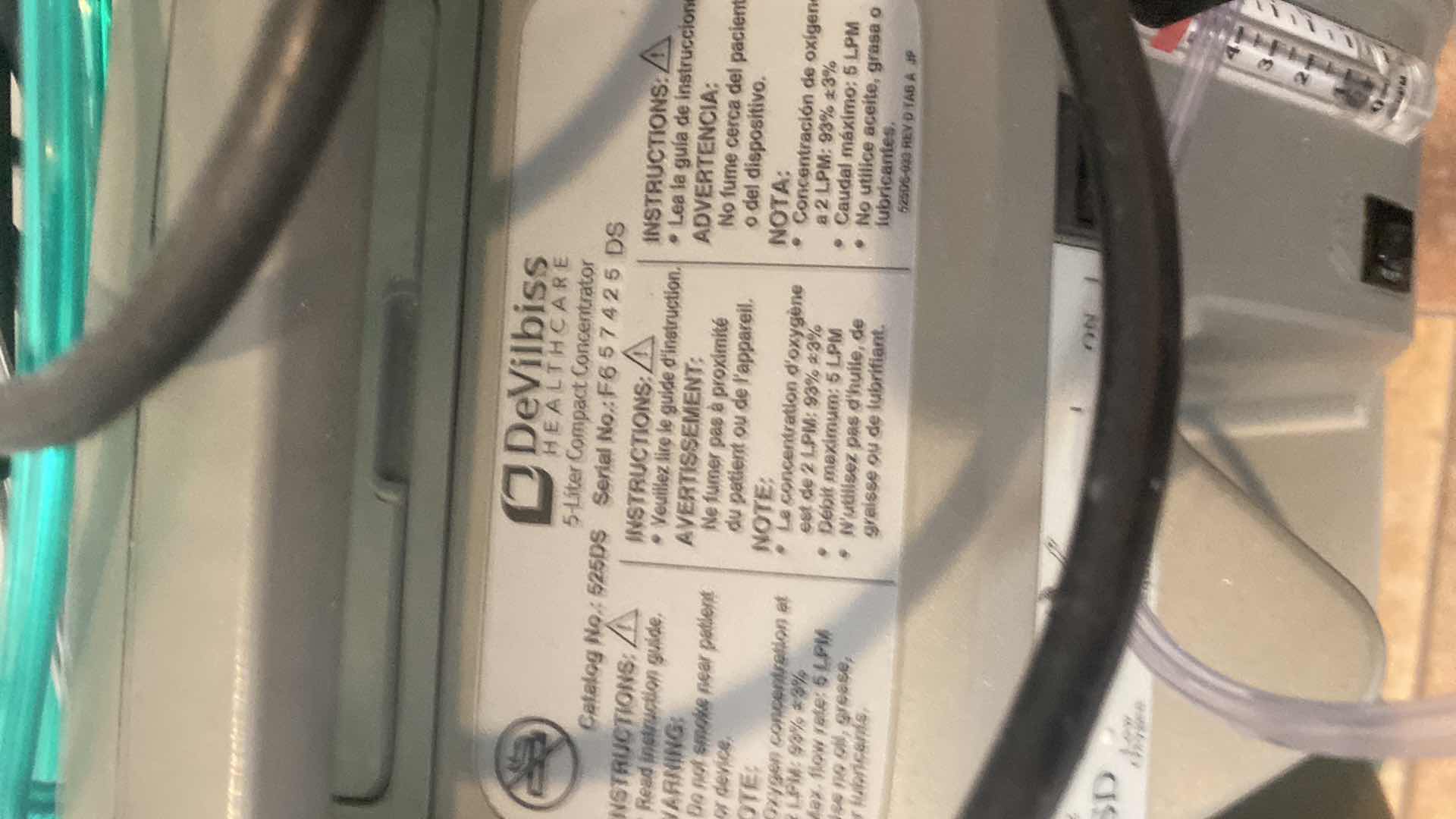 Photo 1 of DE VILBISS 5 LITER COMPACT OXYGEN CONCENTRATOR