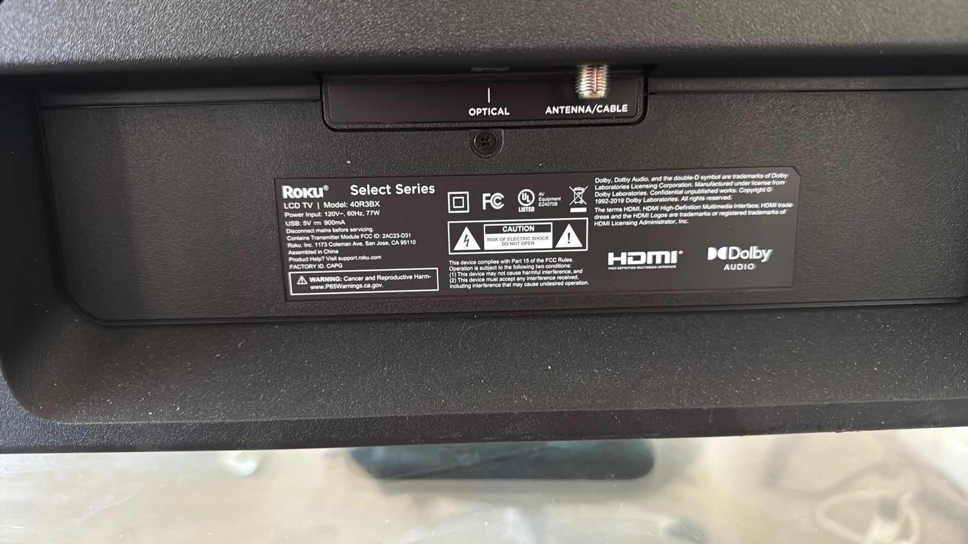 Photo 1 of ROKU 40” HDMI TV W REMOTE