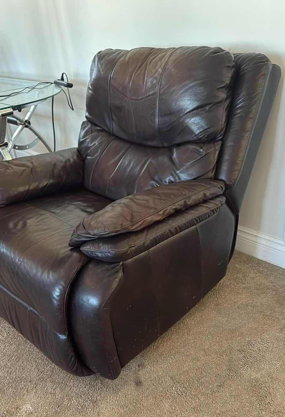 Photo 1 of DARK BROWN LEATHER ROCKER RECLINER CHAIR