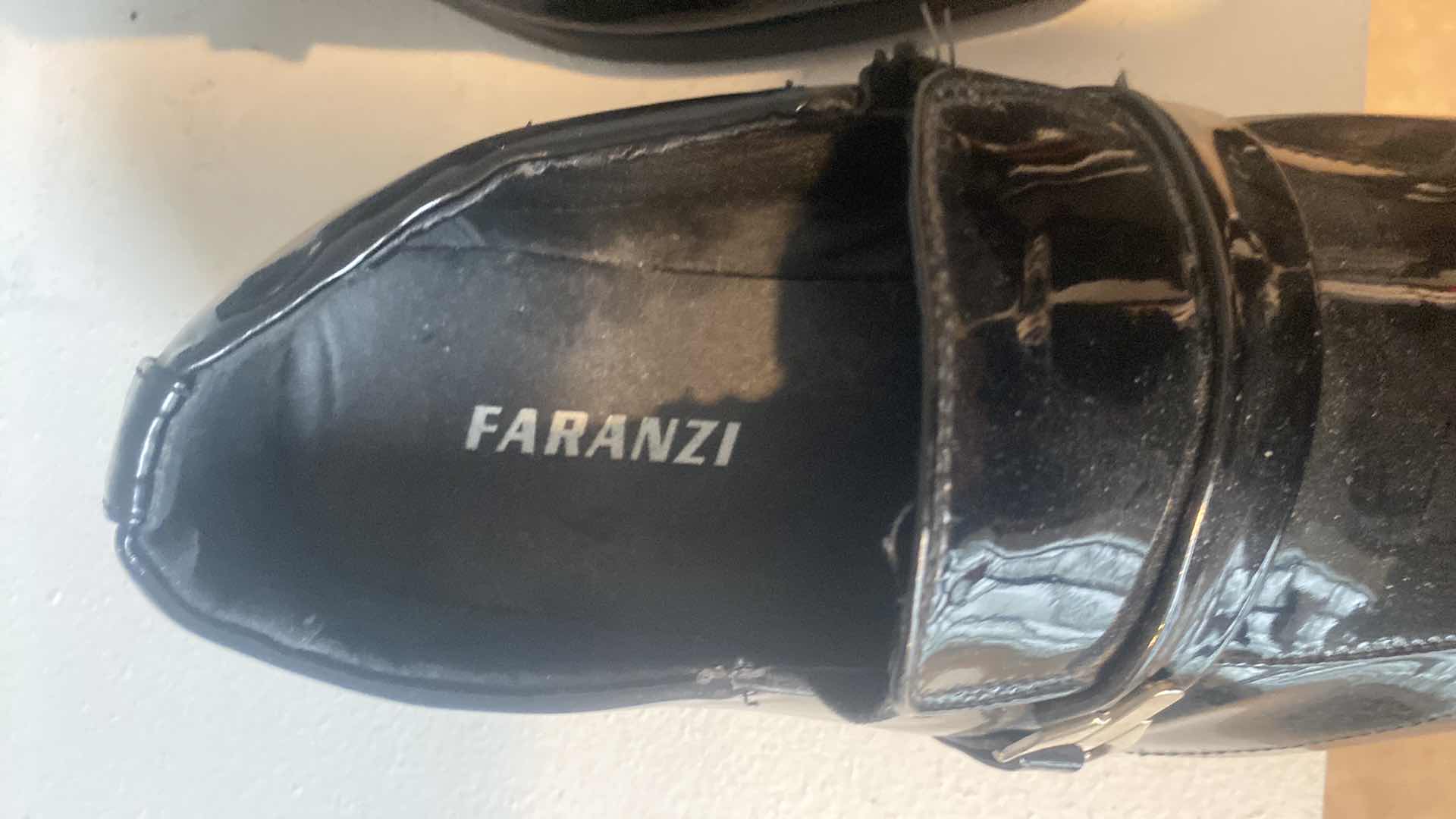 Photo 1 of MENS FARANZI PATENT LEATHER DRESS SHOES SIZE 9 1/2