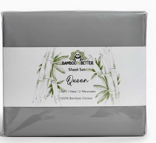 Photo 1 of BAMBOO IS BETTER SIGNATURE 100% BAMBOO QUEEN SHEET SET-SILVER