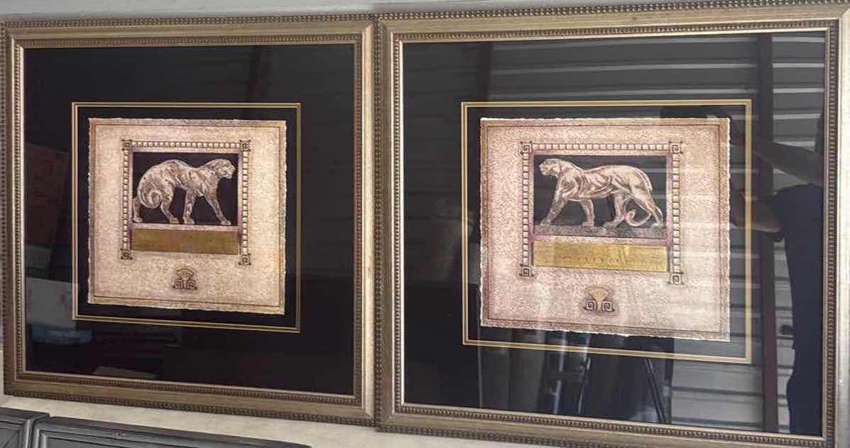 Photo 1 of 2-LION FRAMED ART WORK 33X31”