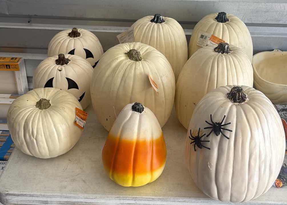 Photo 1 of 17- HALLOWEEN DECOR PUMPKINS/SPIDERS/RIBBON