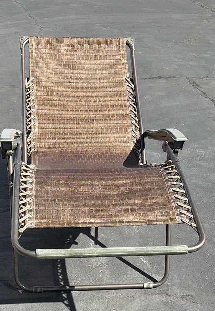 Photo 1 of FOLDABLE LAWN CHAIR BROWN ADJUSTABLE