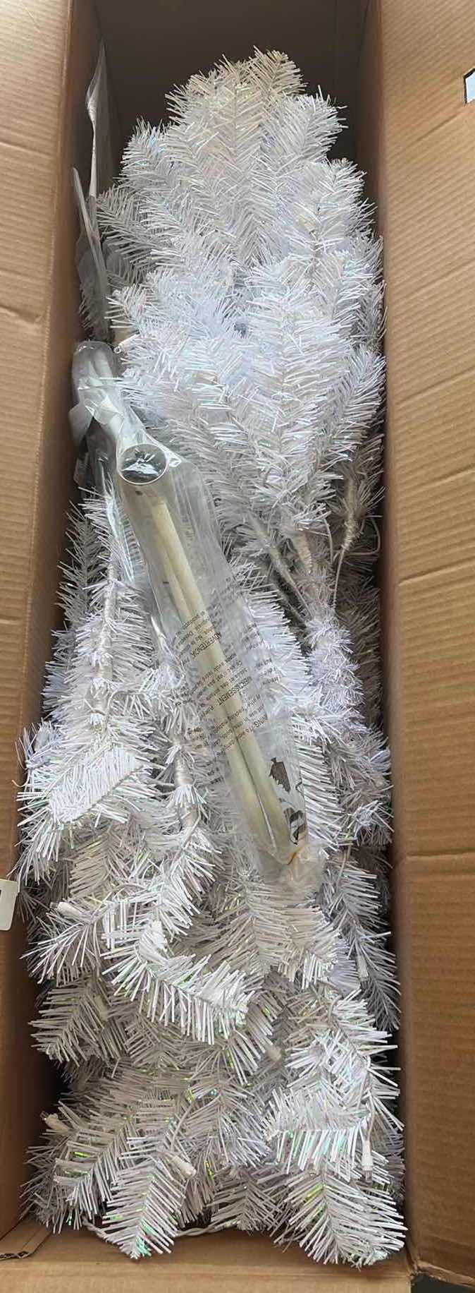 Photo 1 of NIB WHITE FUR CHRISTMAS TREE WITH LIGHTS 7’ T