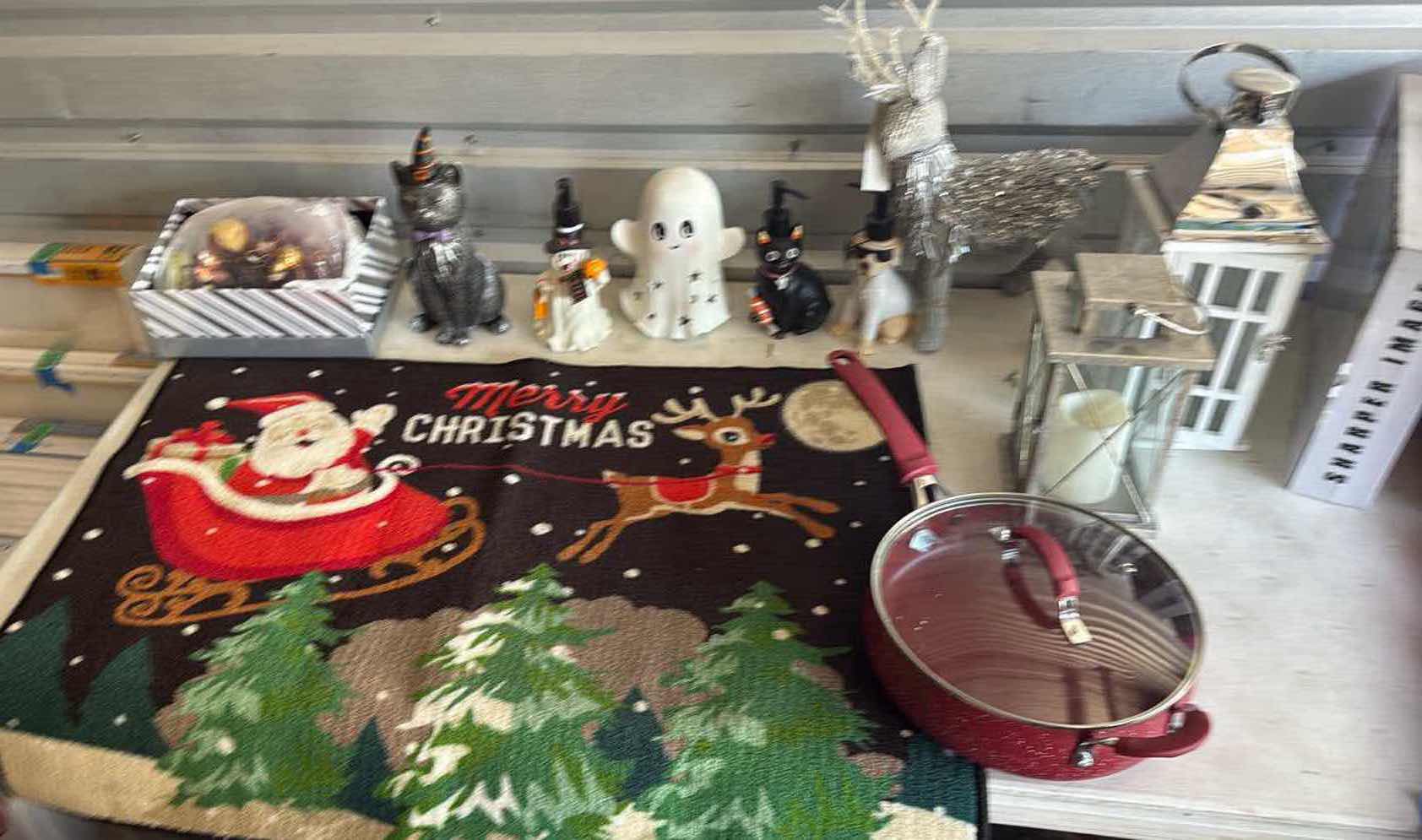 Photo 1 of CONTENTS OF BOX- HALLOWEEN/CHRISTMAS KITCHEN WARE/DECOR/SOAP DISPENSERS