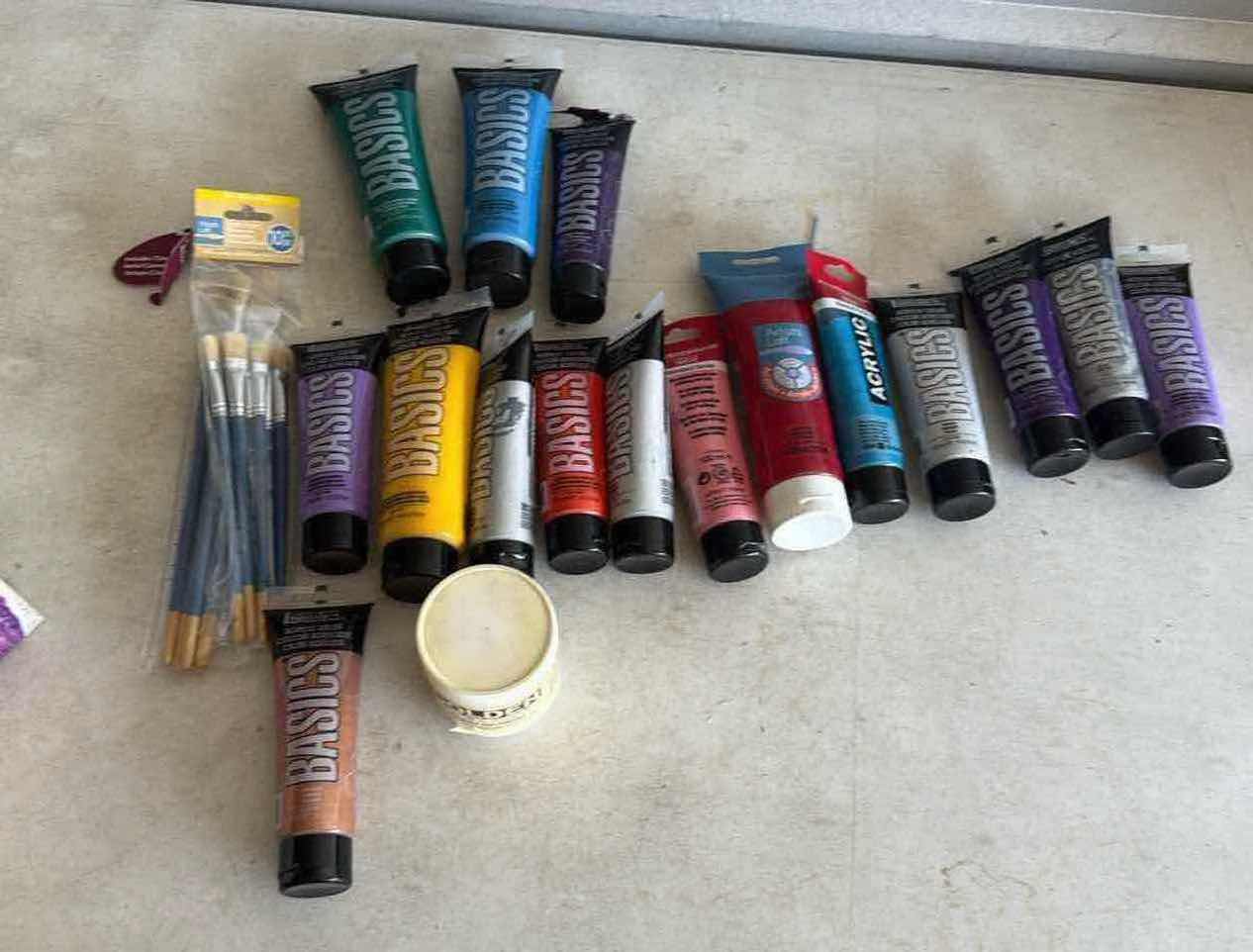 Photo 1 of CONTENTS OF BOX- ACRYLIC PAINT/BRUSHES