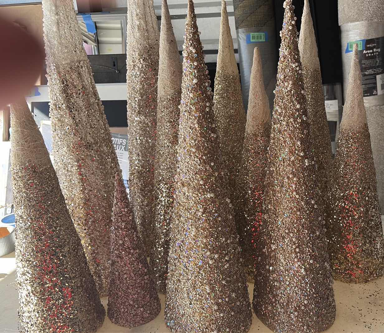 Photo 1 of CONTENTS OF BOX CONE SHAPE HOLIDAY DECORATIONS GOLD COLOR