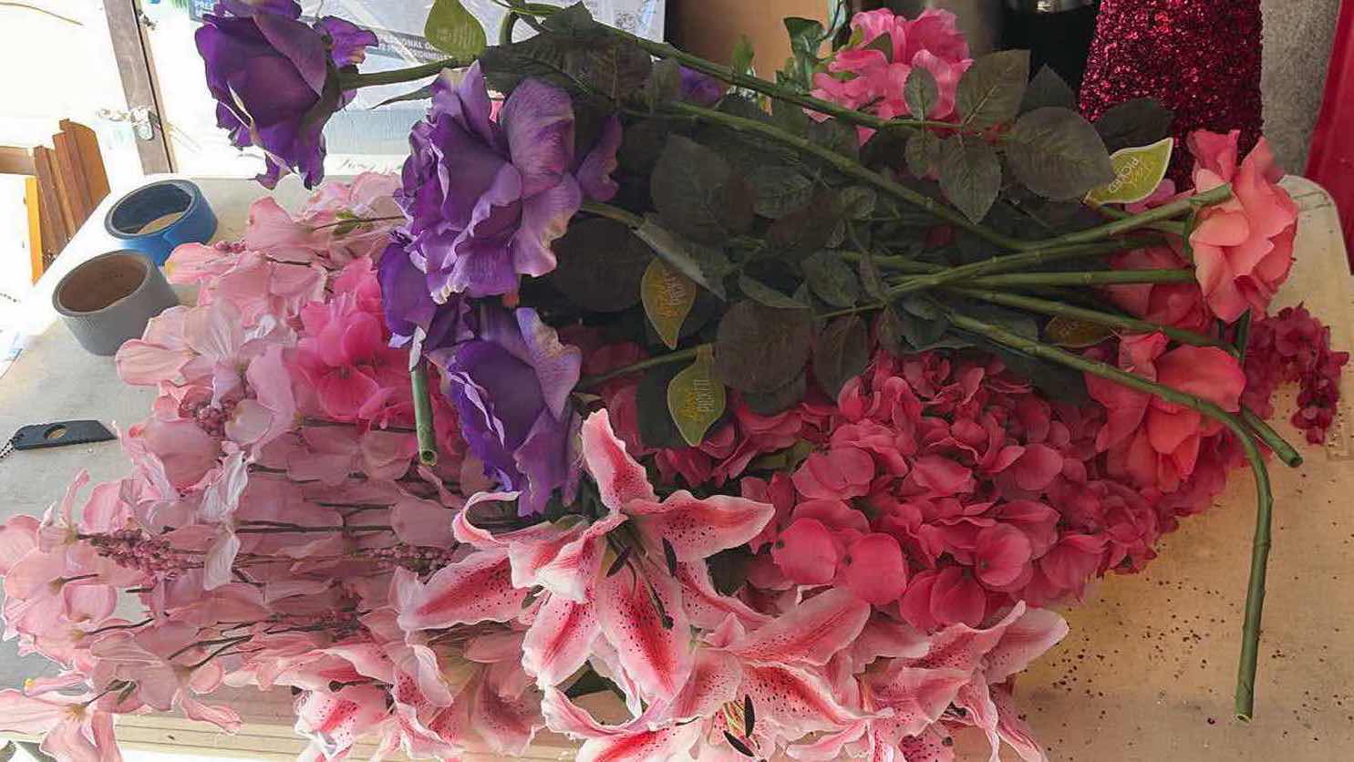 Photo 1 of CONTENTS OF BOX FLOWER DECORATIONS/ RED CONE DECORATIONS