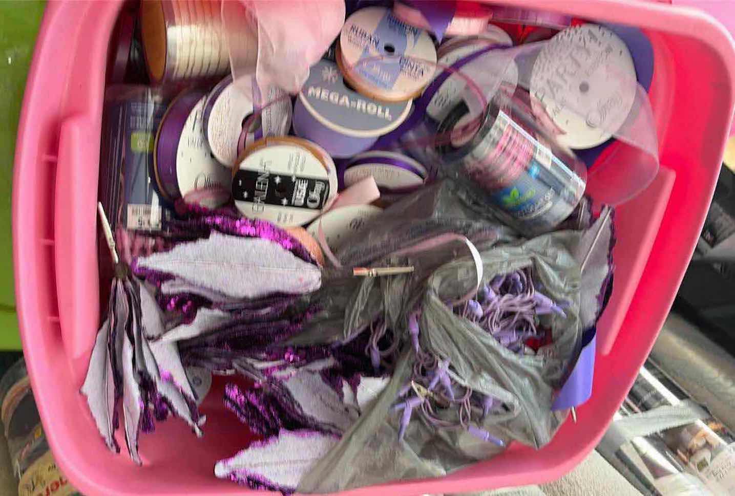Photo 1 of CONTENTS OF BOX HOLIDAY DECORATIONS LIGHTS AND RIBBONS