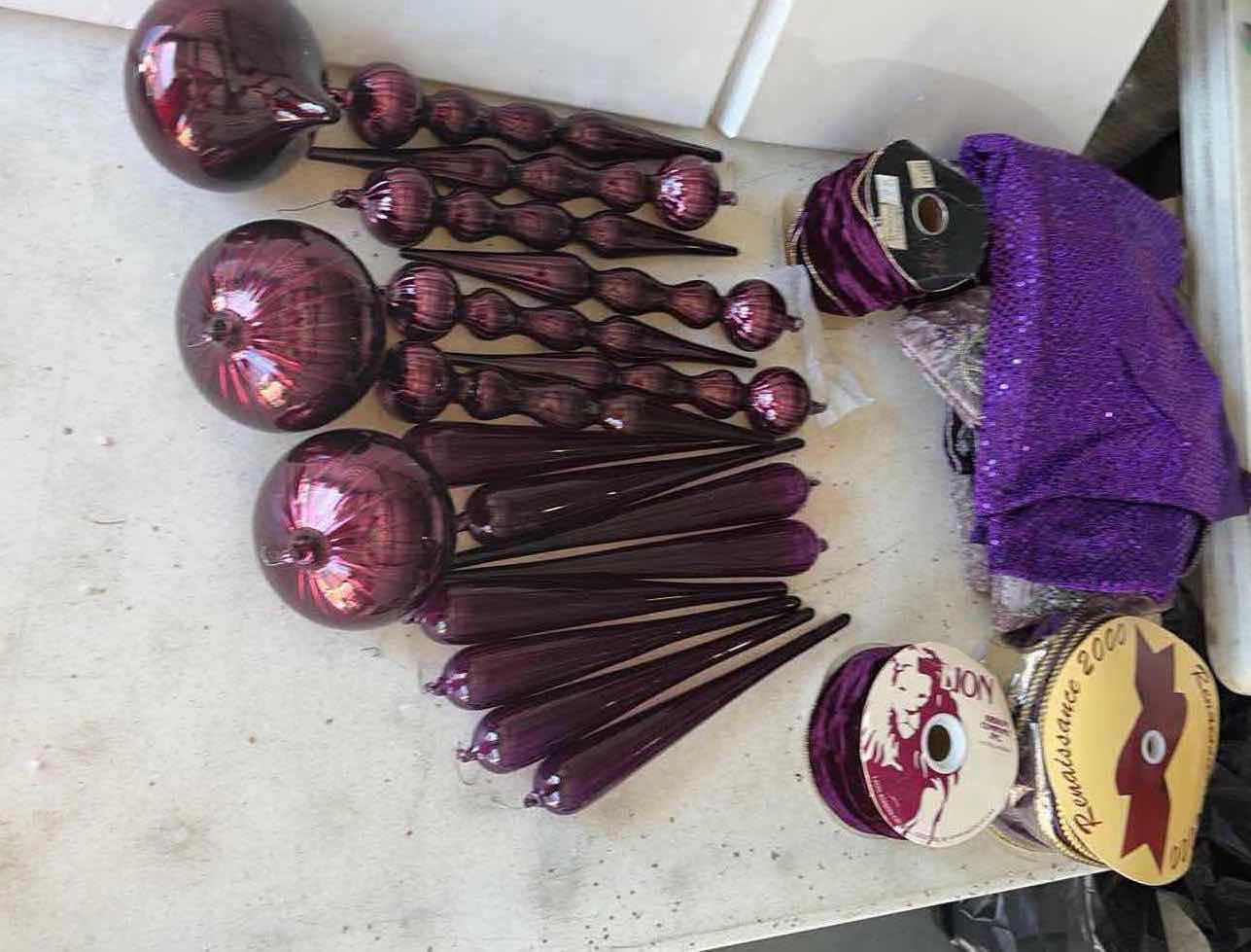 Photo 1 of CONTENTS OF BOX GLASS HOLIDAY DECORATIONS PURPLE COLOR