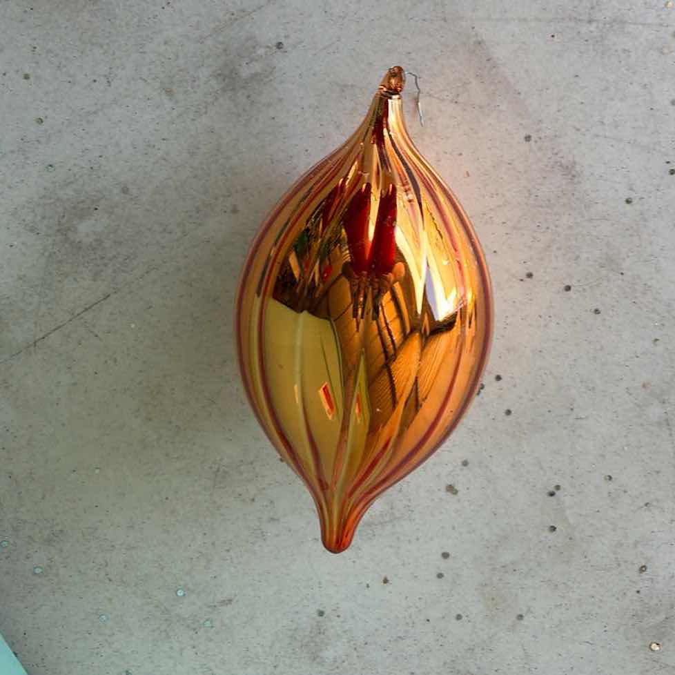 Photo 1 of CONTENTS OF BOX- HOLIDAY GLASS BURNT ORANGE ORNAMENTS