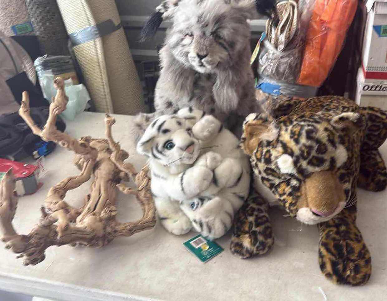Photo 1 of CONTENTS OF BOX-STUFFED ANIMALS/DECORATIVE BRANCH