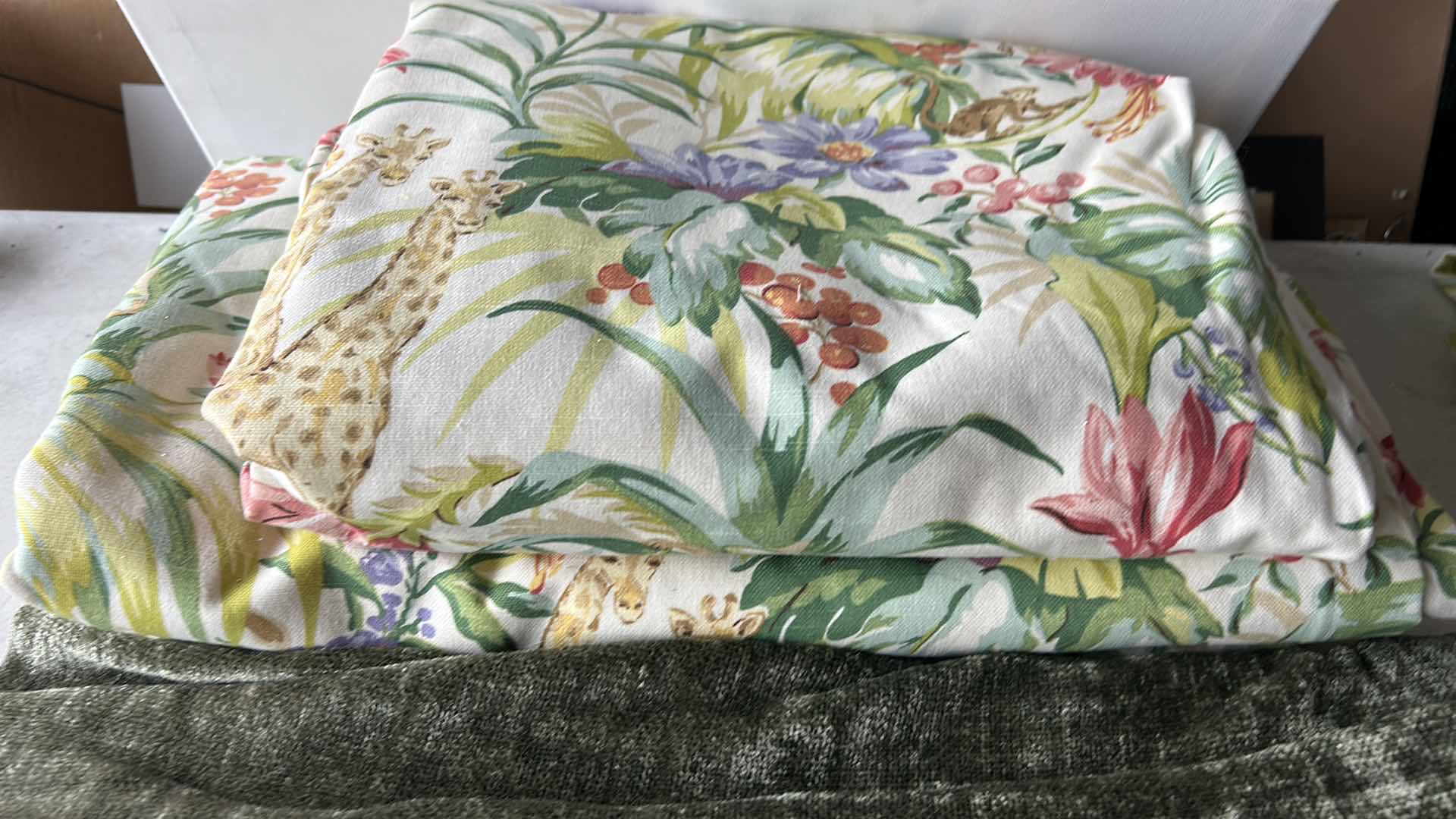 Photo 1 of COLORFUL FABRIC AND GREEN THROW BLANKET