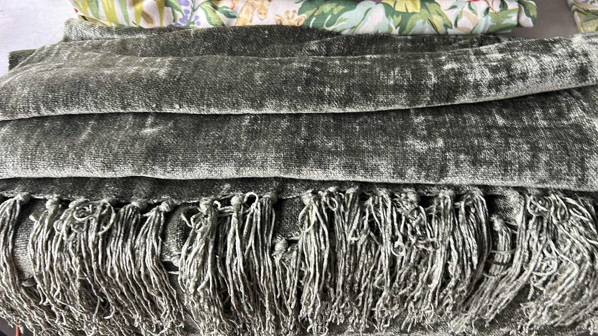 Photo 1 of COLORFUL FABRIC AND GREEN THROW BLANKET