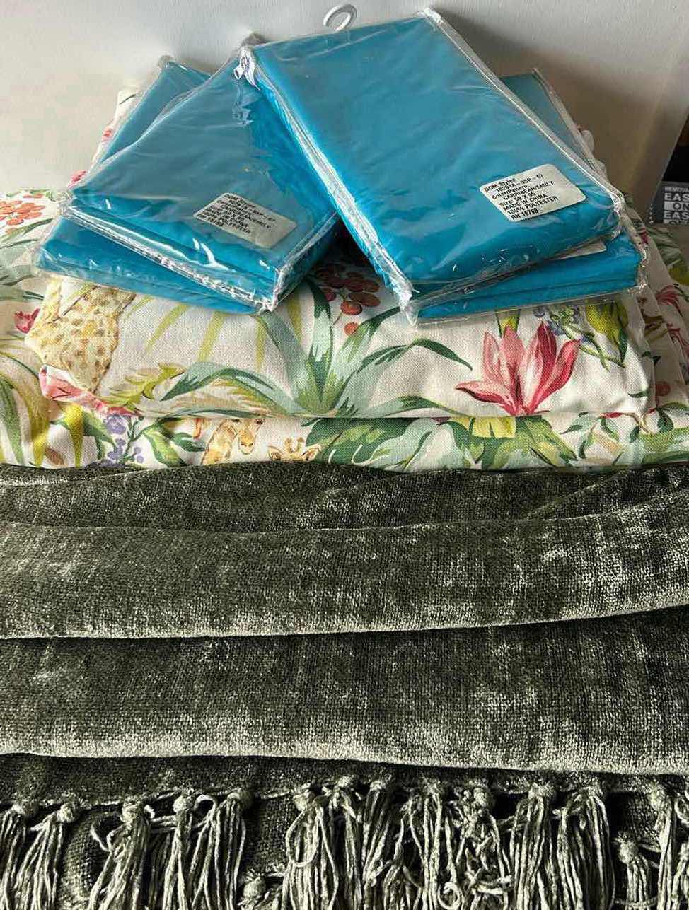 Photo 1 of COLORFUL FABRIC AND GREEN THROW BLANKET