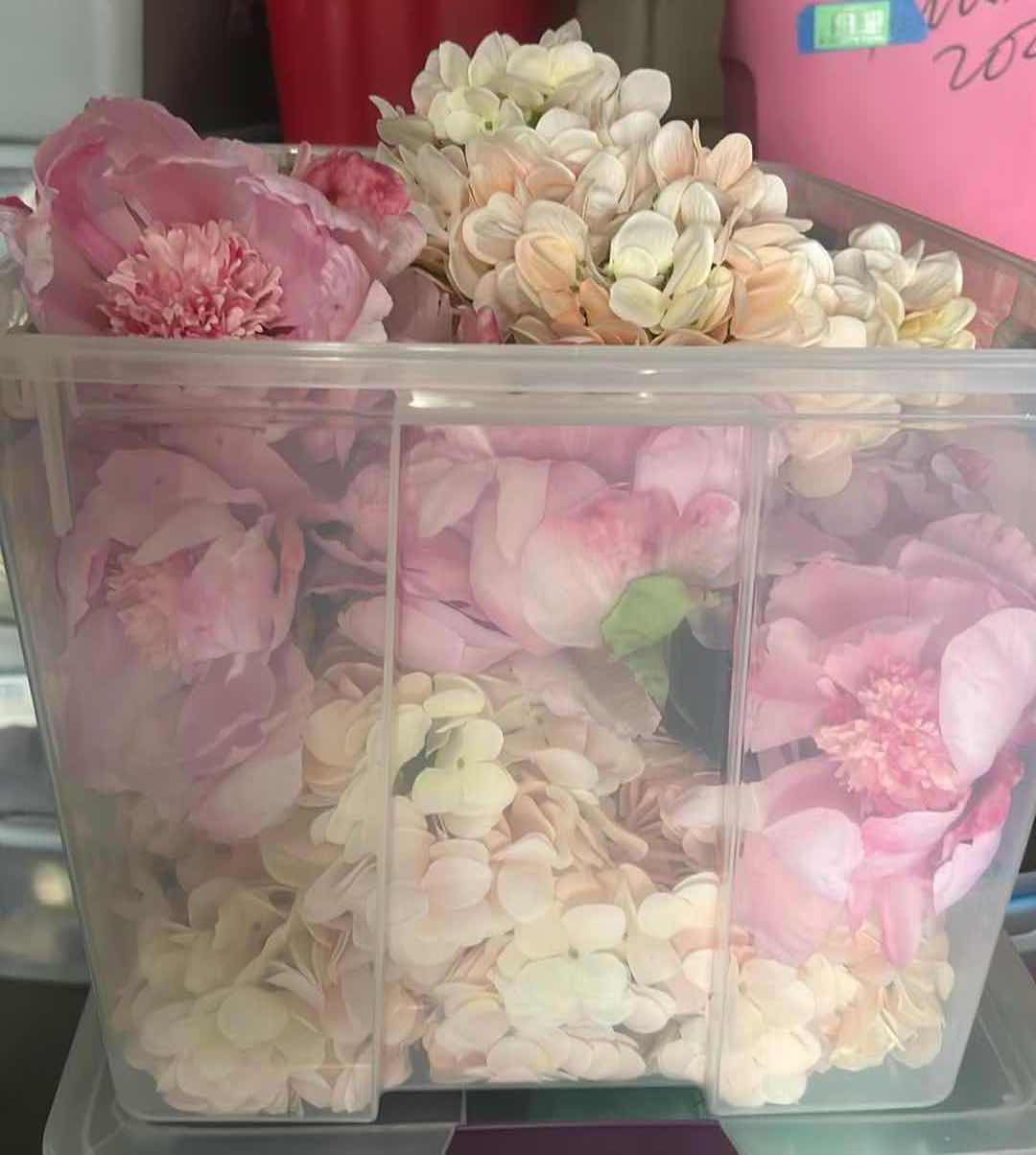 Photo 1 of TOTE WITH FAUX PINK AND IVORY FLOWERS