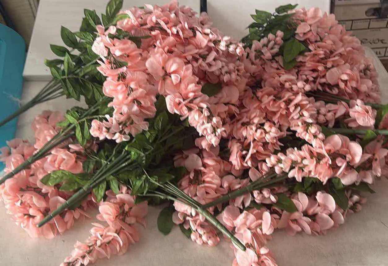 Photo 1 of CONTENTS OF TOTE-PINK FLOWERS
