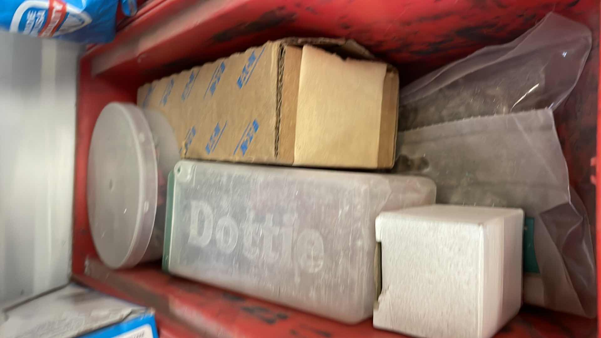 Photo 1 of CONTENT OF SHELF WIRE NUTS WIRE CONNECTORS ZIP TIES SHACKLES STORAGE BINS