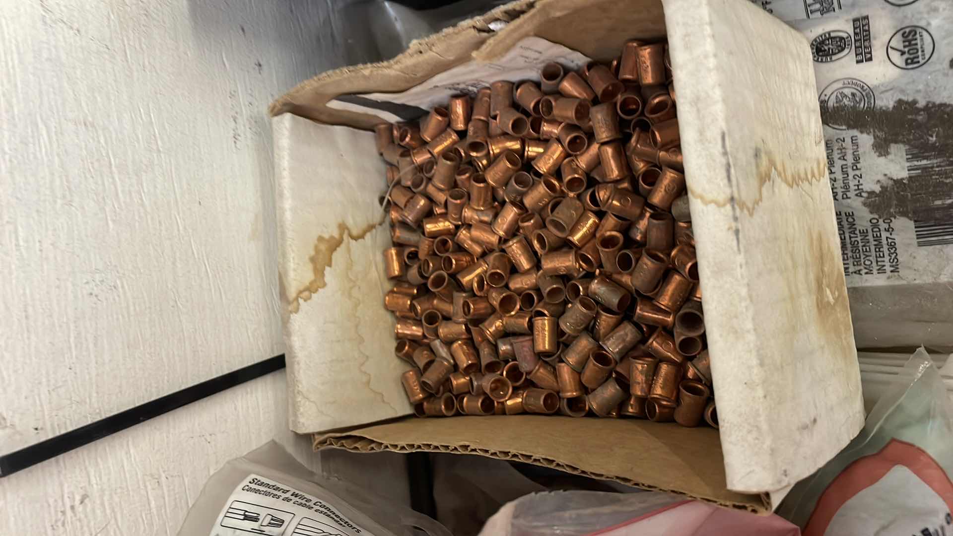 Photo 1 of CONTENT OF SHELF WIRE NUTS WIRE CONNECTORS ZIP TIES SHACKLES STORAGE BINS