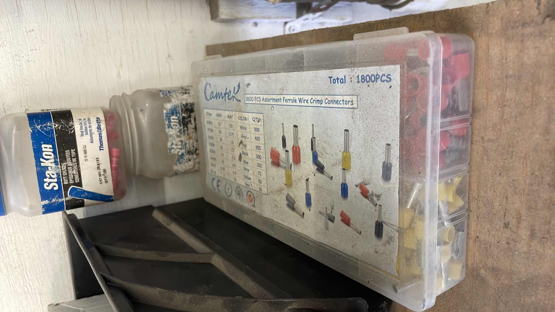 Photo 1 of CONTENT OF SHELF WIRE NUTS WIRE CONNECTORS ZIP TIES SHACKLES STORAGE BINS