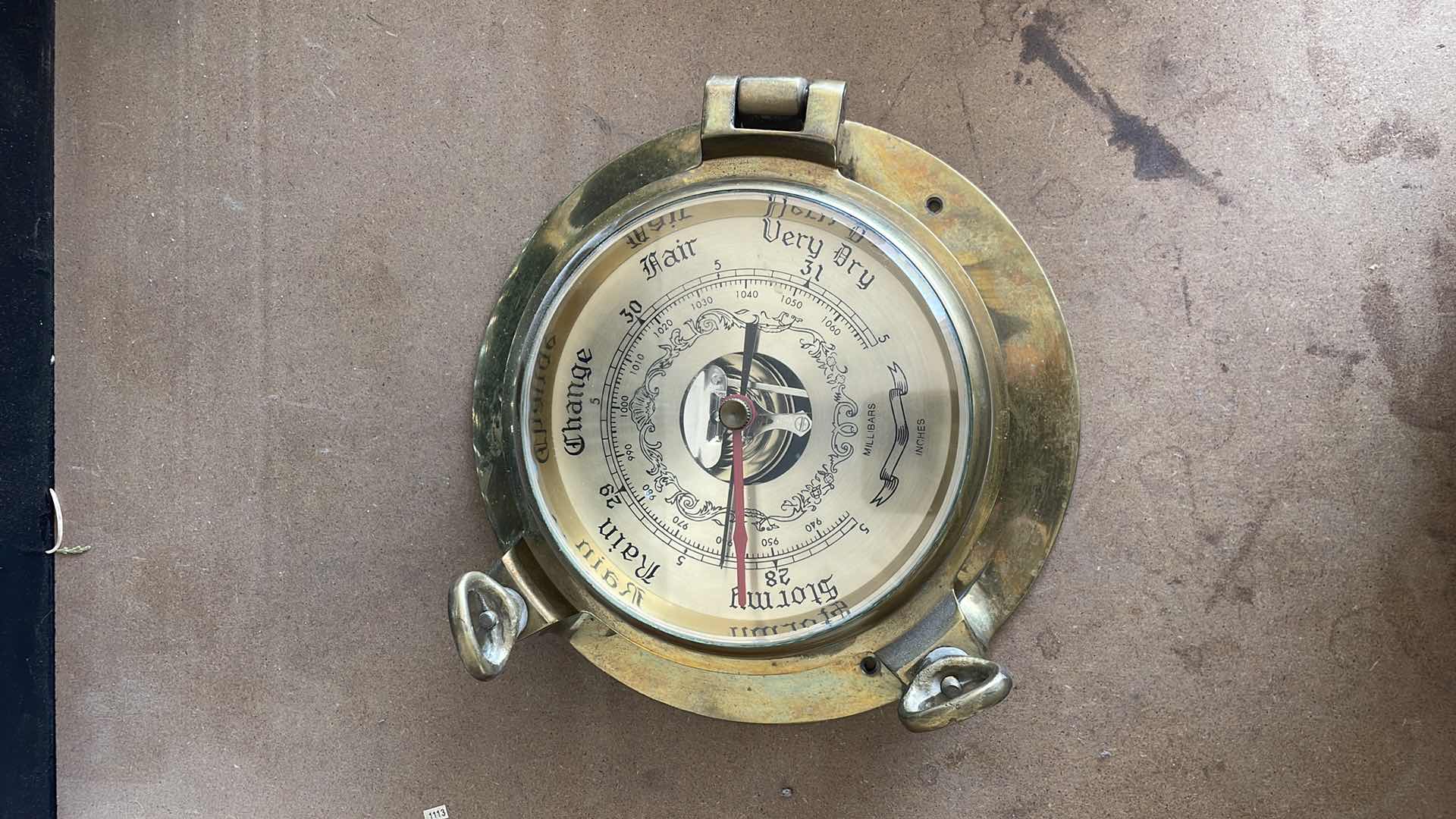 Photo 1 of BRASS BAROMETER NAUTICAL PORTHOLE WEATHER BEVELED GLASS