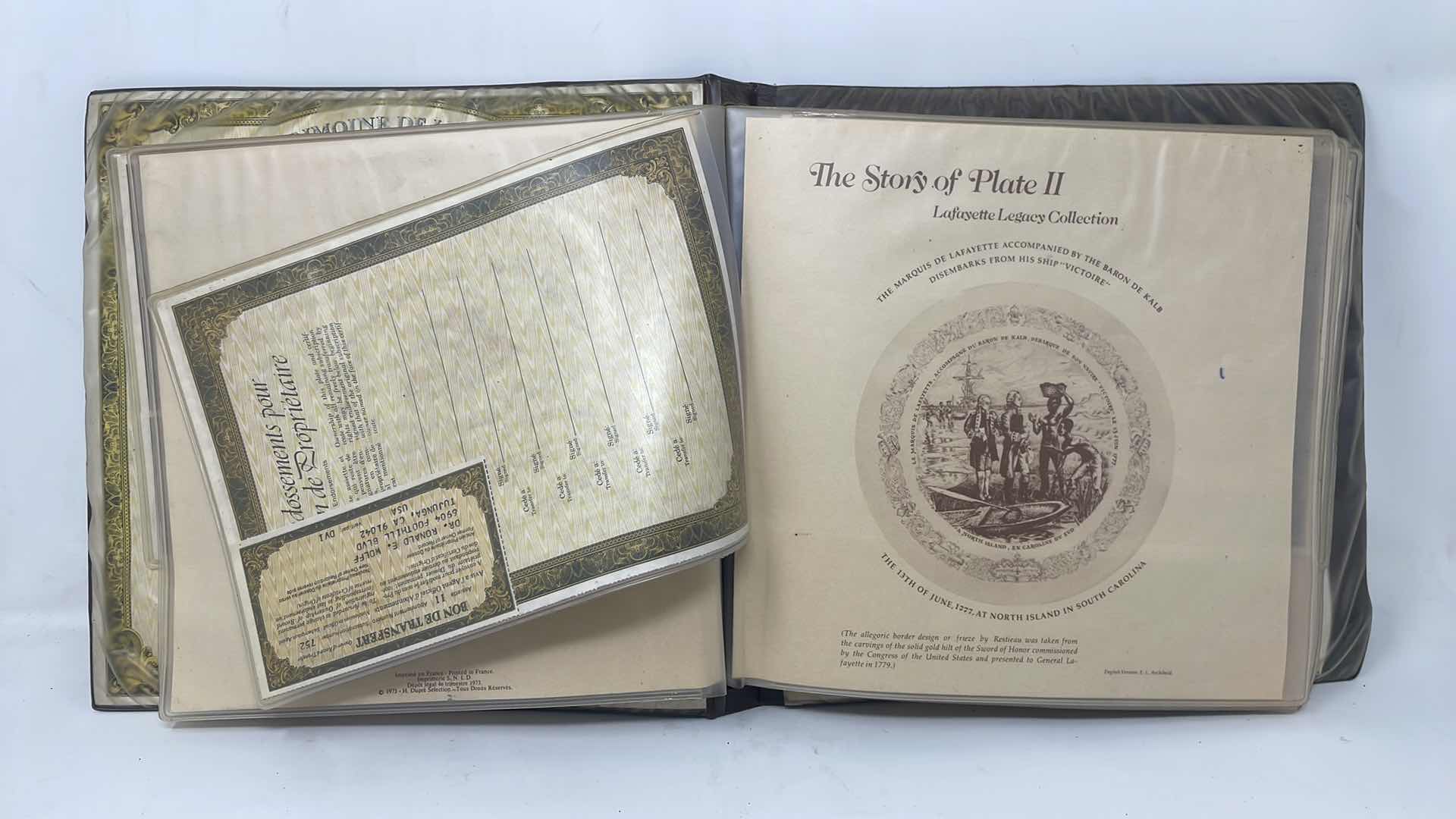 Photo 1 of THE LAFAYETTE LEGACY COLLECTION
COMPLETE OFFICIAL RECORD 
D'ARCEA-LIMOGES SET OF 7 WASHINGTON COLLECTOR PLATES AND CERTIFICATES