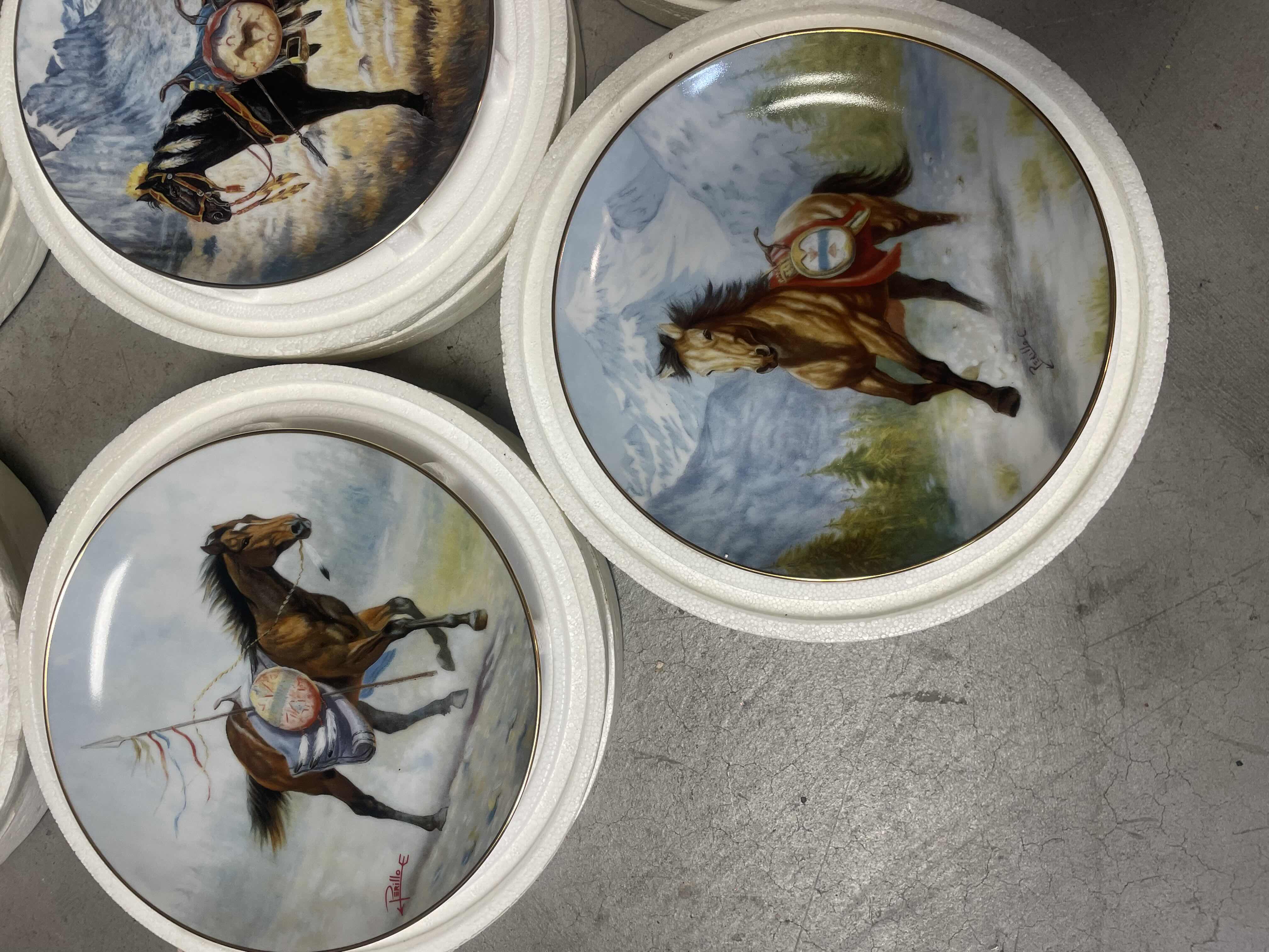 Photo 1 of “WAR PONIES OF THE PLAINS” 8 PLATE COLLECTION BY GREGORY PERILLO HORSES NATIVE AMERICAN WITH COA