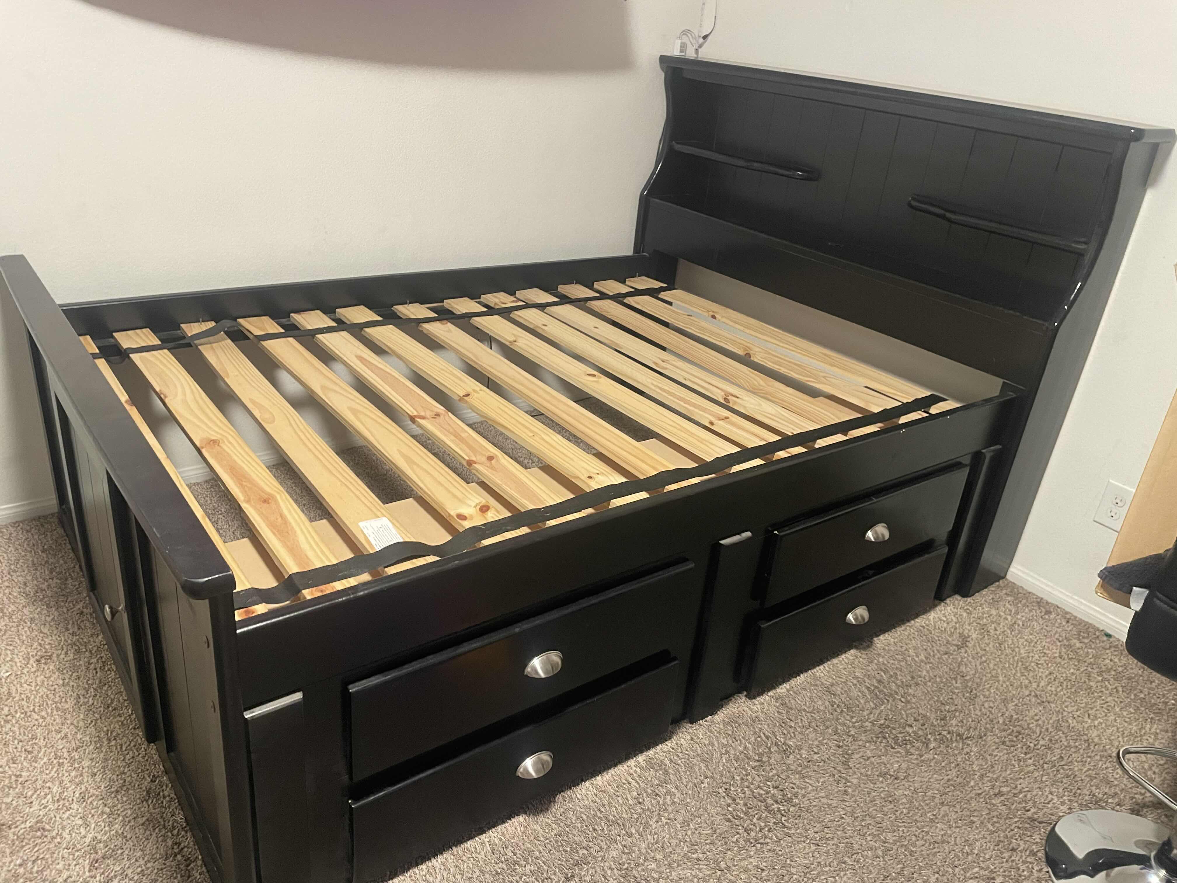 Photo 1 of SUMMIT BLACK FULL WOOD BOOKCASE BED WITH 4-DRAWER STORAGE UNIT