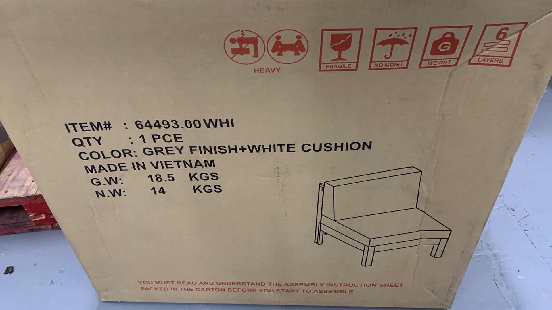 Photo 1 of OUTDOOR LOVESEAT WITH GREY FINISH AND WHITE CUSHIONS