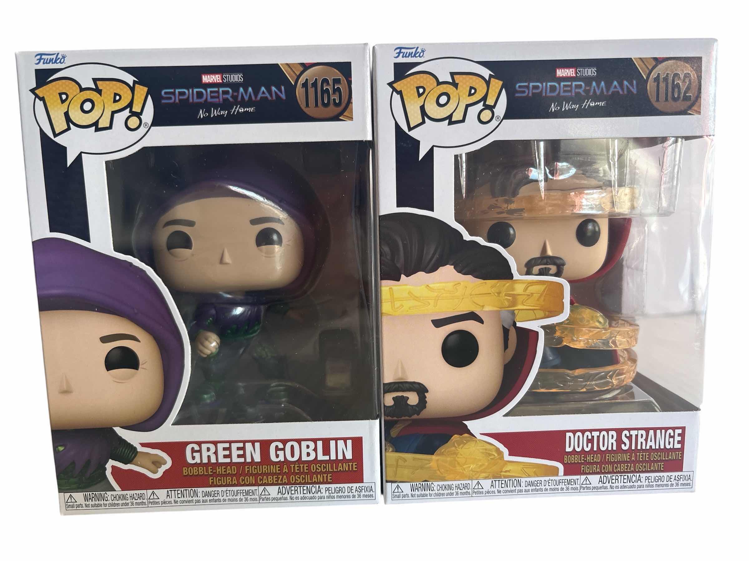 Photo 1 of (2)PCW NIB FUNKO POP MARVEL SPIDER-MAN GREEN GOBLIN AND DOCTOR STRANGE