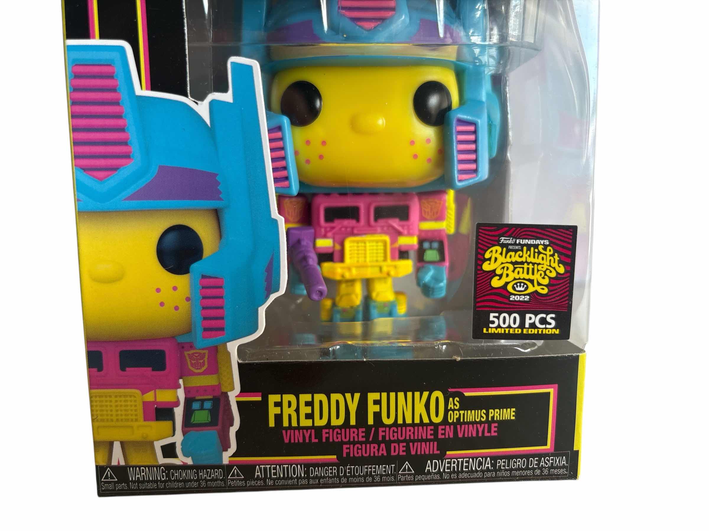 Photo 1 of NIB FUNKO POP SE FREDDY FUNKO AS OPTIMUS PRIME FIGURE BLACKLIST BATTLE