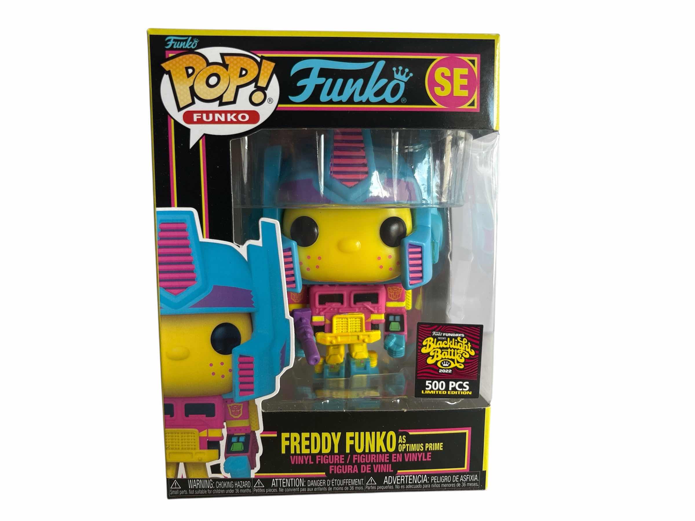 Photo 1 of NIB FUNKO POP SE FREDDY FUNKO AS OPTIMUS PRIME FIGURE BLACKLIST BATTLE