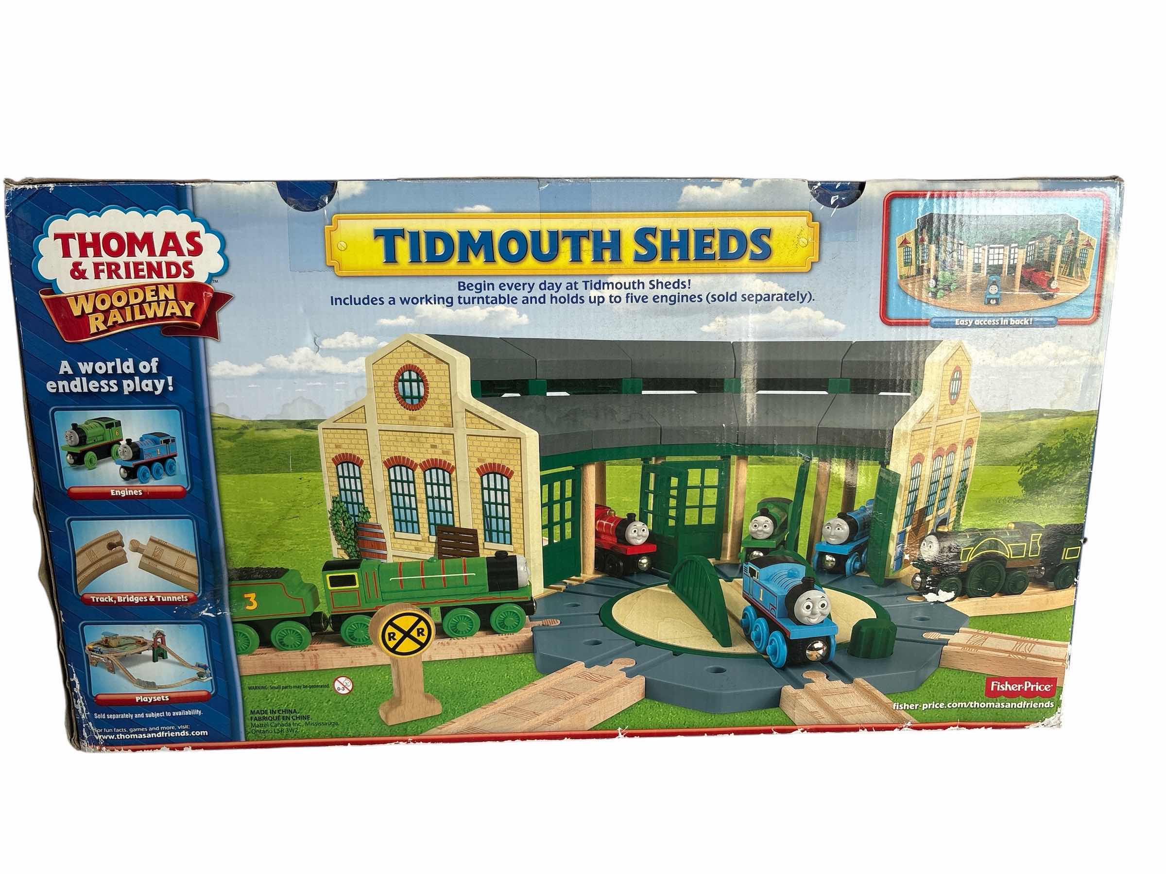 Photo 1 of NIB THOMAS & FRIENDS "TIDMOUTH SHEDS" WOODEN RAILWAY SET