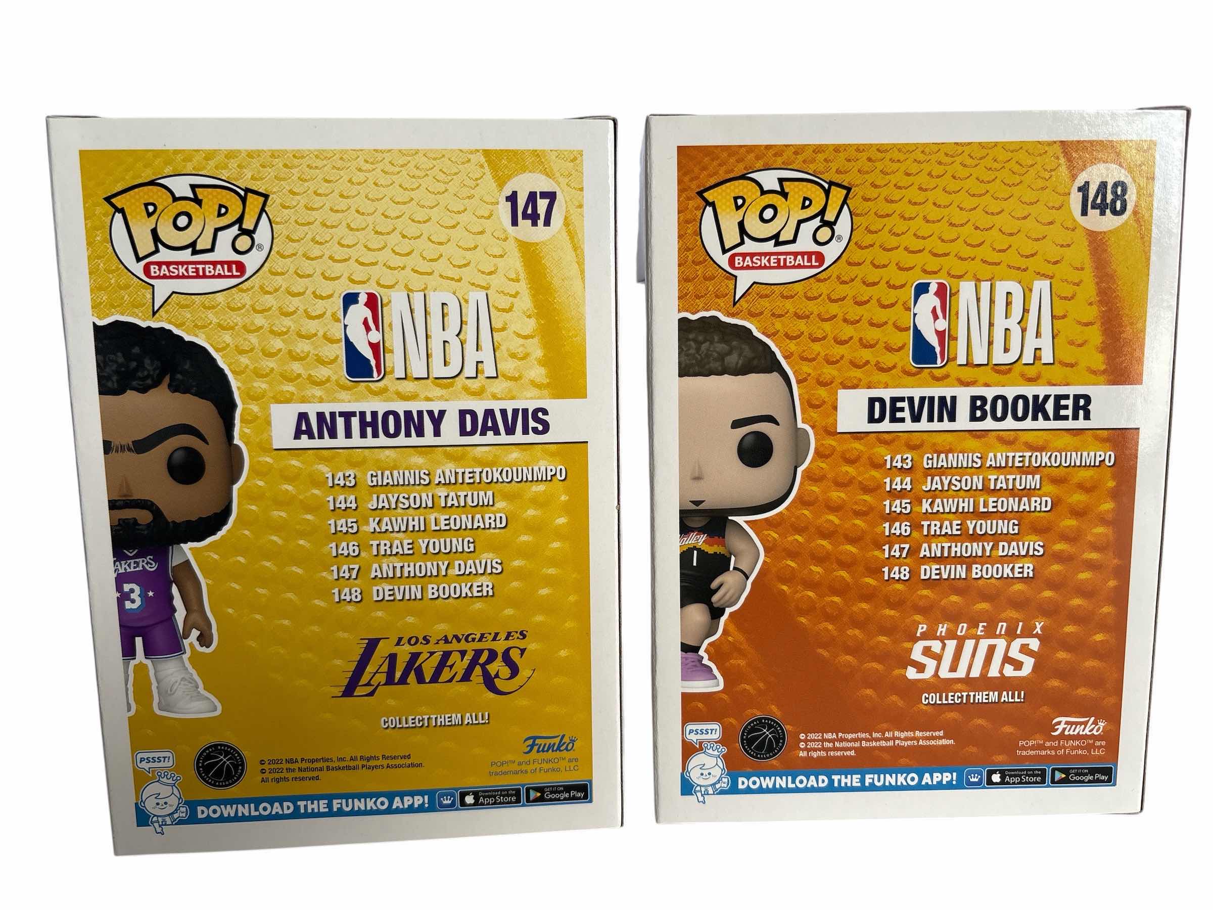 Photo 1 of $21 (2)PCS NIB FUNKO POP BASKETBALL DEVIN BOOKER AND ANYHONY DAVIS