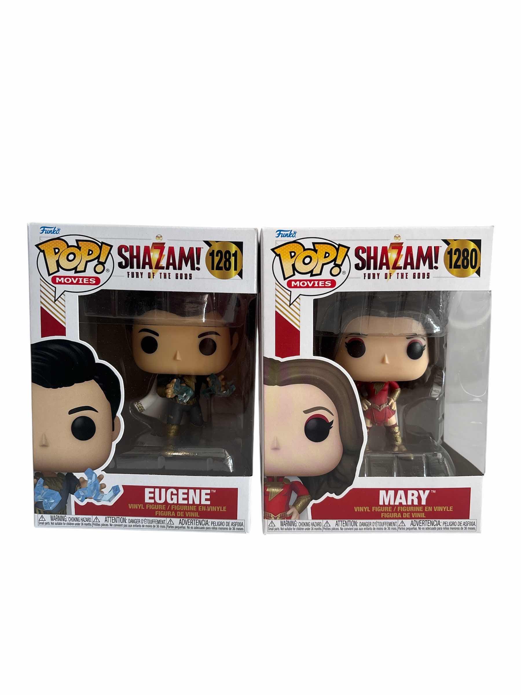 Photo 1 of (2)PCS NIB FUNKO POP EUGENE & MARY SHAZAM! SHAZAM! FURY OF THE GODS