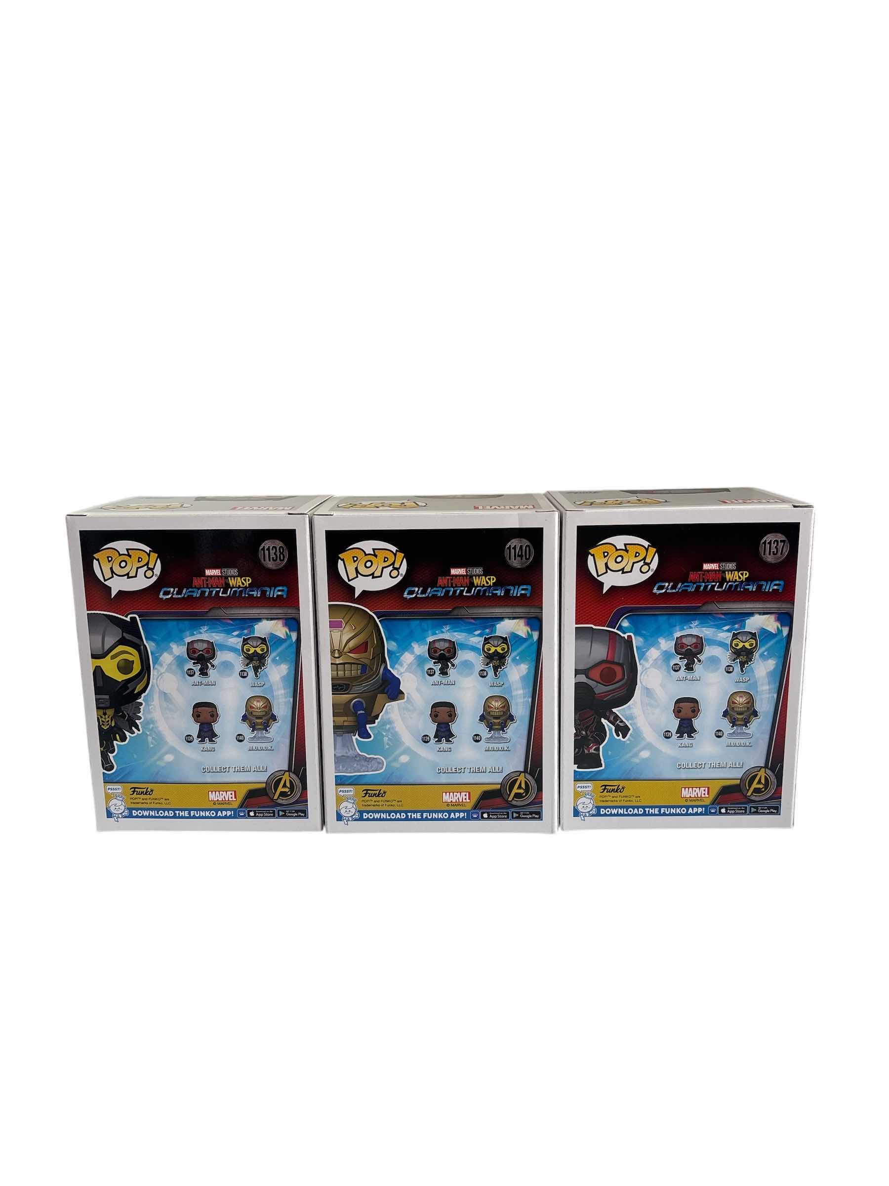 Photo 1 of (3) PCS NIB FUNKO POP ANT-MAN & M.OD.O.K. & WASP ANTMAN AND THE WASP QUANTUMANIA