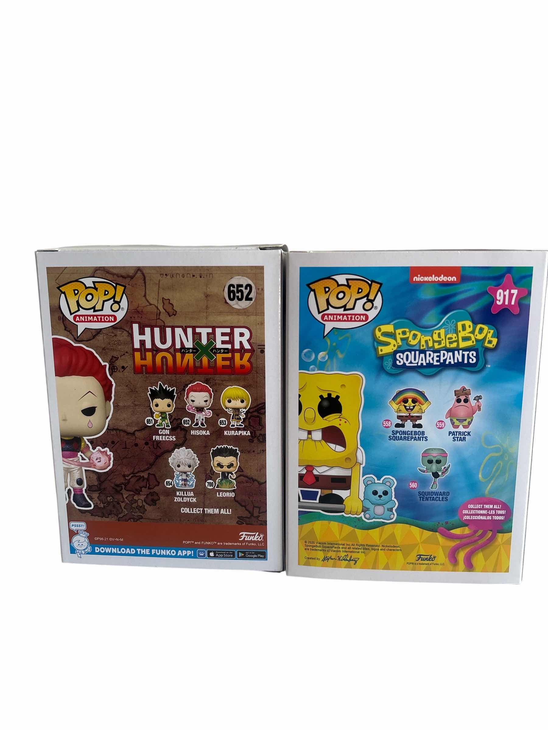 Photo 1 of 2(PCS) NIB FUNKO POP SPONGEBOB WEIGHTLIFTER SPONGEBOB SQUAREPANTS & HISOKA HUNTER X HUNTER HT EXCL.